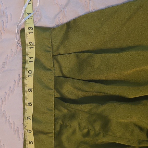 Mermaids Wide Leg Flowy Pants High Waist Shiny Green Small - Picture 7 of 8